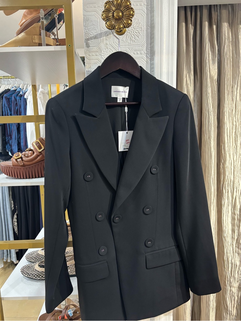 Lavender Brown Black Double-Breasted Blazer